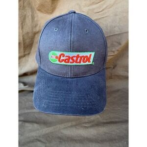 Castrol Logo Hat Adjustable Cap Black Hook and Loop Racing Advertisement Label